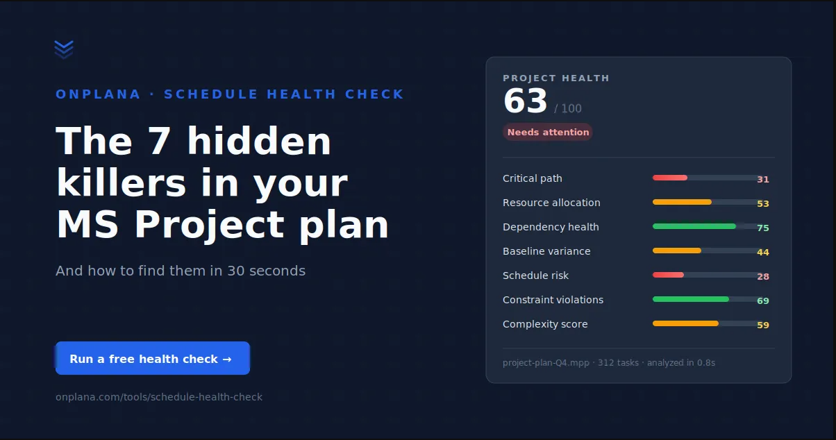 7 Hidden Killers in Your MS Project Schedule: Find Them in 30 Seconds
